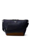 Prada Re-nylon And Leather Shoulder Bag In Blue