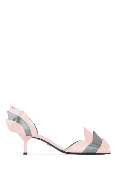 Prada Panelled Slip On Pumps In Pink