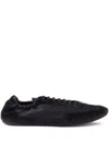 Prada Women Navy Blue Re-nylon And Suede Collapse Sneakers In Black