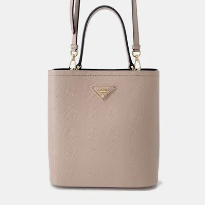 Pre-owned Prada Panier 2wayhandbag Pink/black Leather