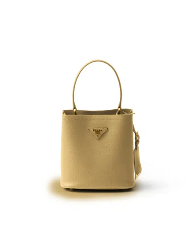 Prada Panier Mini Bag Aus Saffiano-leder In White