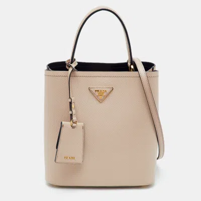 Pre-owned Prada Panier Pink Medium Saffiano Cuir Leather Top Handle Bag
