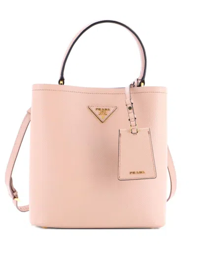 Pre-owned Prada Panier Saffiano Leather Medium Bucket Bag In Pink