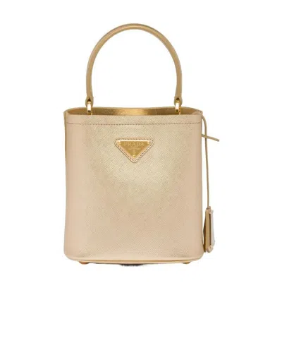 Prada Panier Saffiano Leather Mini-bag In Neutral
