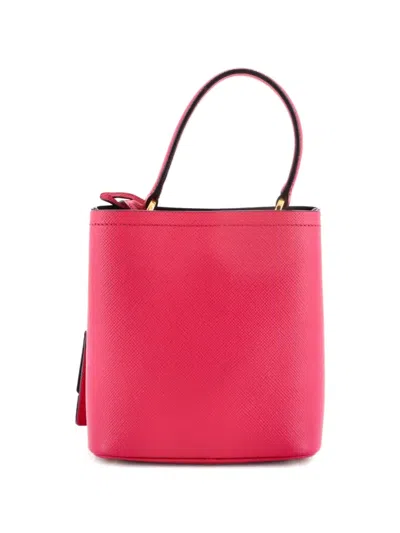 Pre-owned Prada Panier Saffiano Leather Small Bucket Bag In Pink