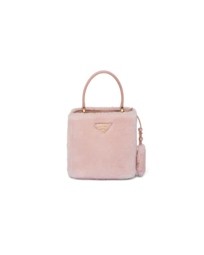 Prada Panier Shearling Mini-bag In Orchid Pink