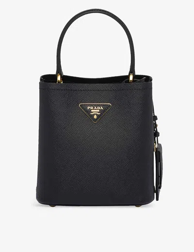 PRADA WOMENS BLACK PANIER SMALL SAFFIANO-LEATHER TOP-HANDLE BAG