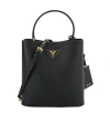 Prada Small Saffiano Leather Bucket Bag In Black