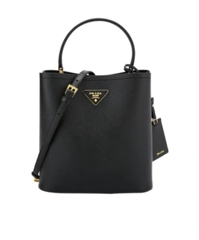PRADA PRADA DOUBLE SAFFIANO LOGO PLAQUE TOTE BAG