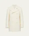 Prada Double-breasted Wool Coat Women In Avorio