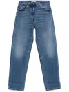Prada Vintage Wide Leg Jeans With Used Finish In Blue