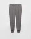 Prada Mens Grey Logo-embroidered Tapered-leg Wool Jogging Bottoms