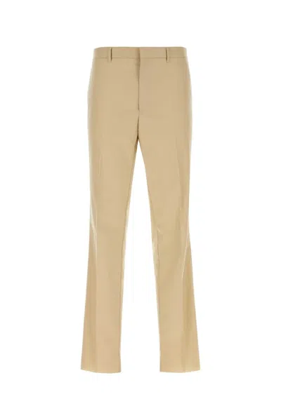 Prada Linen Straight Leg Pants Belt Loops In Brown