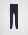 Prada Sling-inserted Bag Casual Trousers In Blue