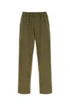 Prada Cotton Pant With Elastic Waistband And Back Pockets In Green