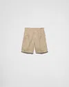 Prada Vintage-effect Cotton Bermudas In Neutral