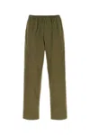 Prada Cotton Pant With Elastic Waistband And Back Pockets In Green