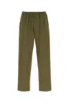 Prada Cotton Pant With Elastic Waistband And Back Pockets In Green