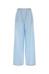 Prada Striped Silk Lounge Trousers With Button Detail In Blue