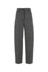 Prada Embroidered Glencheck Trousers In Gray