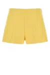 Prada High-waisted Cotton Shorts Seam Detailing In Yellow