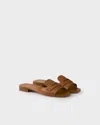Prada Triangle-logo Leather Sandals In Brown