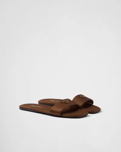 Prada Women's Chocolate Leather Slippers Sandal In Brown