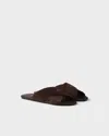 Prada Women Brown Suede Sandals In Brown