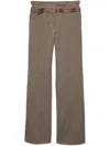 Prada Wool Pants With Printed Belt In Brown