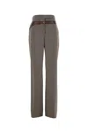 Prada Women Melange Cappuccino Tech Wool Pant In Gray