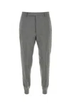 Prada Mens Grey Logo-embroidered Tapered-leg Wool Jogging Bottoms In Gray