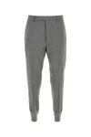 Prada Mens Grey Logo-embroidered Tapered-leg Wool Jogging Bottoms In Gray