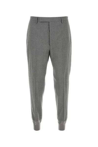 Prada Men Grey Wool Pant In Gray