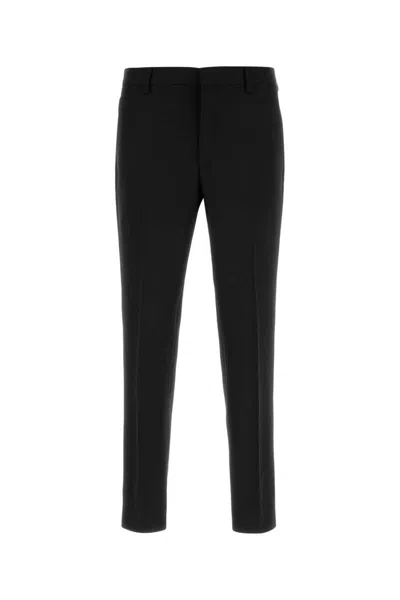 Prada Straight Leg Wool Trousers In Black
