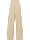 Prada Beige Poplin Trousers With Enamel Triangle Logo In Beige