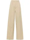 Prada Beige Poplin Trousers With Enamel Triangle Logo In Beige