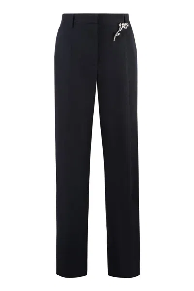 Prada Wool Gabardine Trousers In Blue