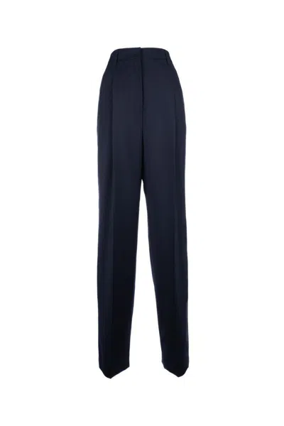 Prada Trousers With Pleated Design And Pockets In Navy