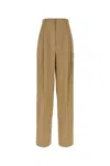 Prada Pantalone In Cotone Cammello Donna In Beige O Tan