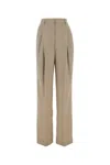 Prada Pantalone Dalla Gamba Ampia In Cotone Beige Donna In Beige O Tan