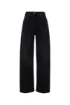 Prada Women Black Denim Wide-leg Jeans In Black