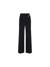 Prada Embellished Wool Gabardine Wide-leg Pants In Blue