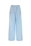 Prada Striped Silk Lounge Trousers With Button Detail In Blue