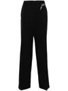Prada Embellished Wool Gabardine Wide-leg Pants In Blue