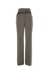 Prada Women Wool Tech Trousers With Printed Belt In Gray