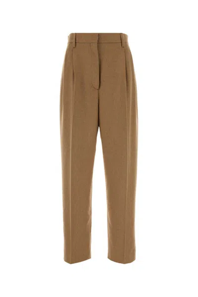 Prada Tailored Trousers Straight Leg Back Pockets In Brown