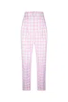 Prada Single-pleated Vichy Cotton Pants With Belt In F0028