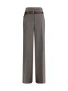 Prada Women Wool Tech Trousers With Printed Belt In Gray