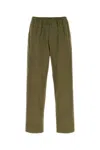 Prada Cotton Pant With Elastic Waistband And Back Pockets In Green