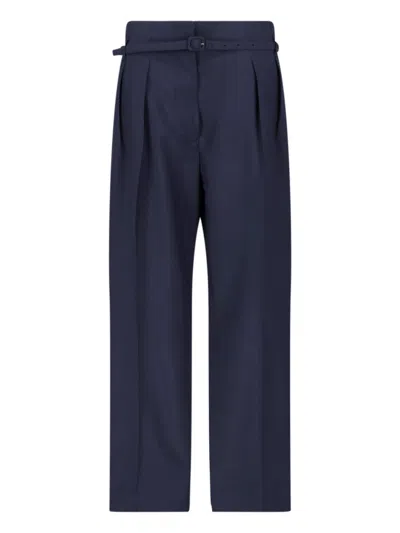 Prada Pants In Virgin Wool Blend In Blue